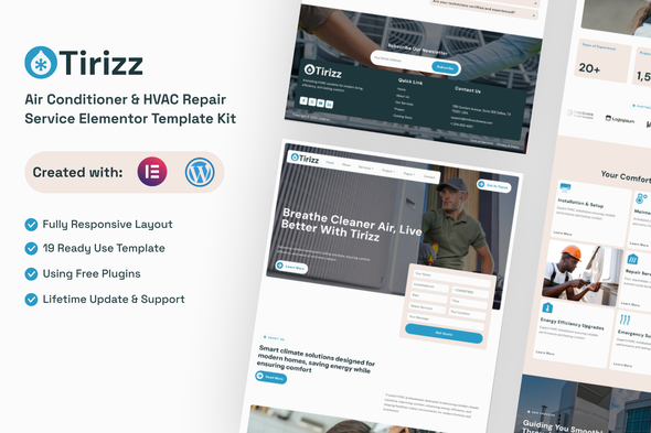Tirizz - Air Conditioner & HVAC Repair Service Elementor Template Kit Tirizz - Air Conditioner & HVAC Repair Service Elementor Template Kit