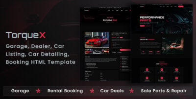 TorqueX - Garage, Dealer, Car Listing, Car Detailing, Booking HTML Template