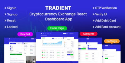 Tradient - Cryptocurrency Exchange React + Nextjs Dashboard App