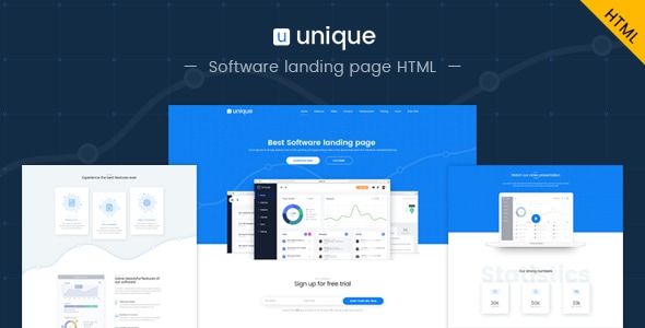 Unique: Software landing page HTML template Unique: Software landing page HTML template