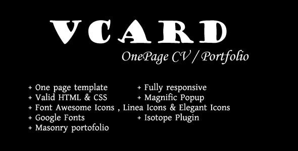 Vcard - Onepage Responsive CV / Portfolio Templatee Vcard - Onepage Responsive CV / Portfolio Templatee