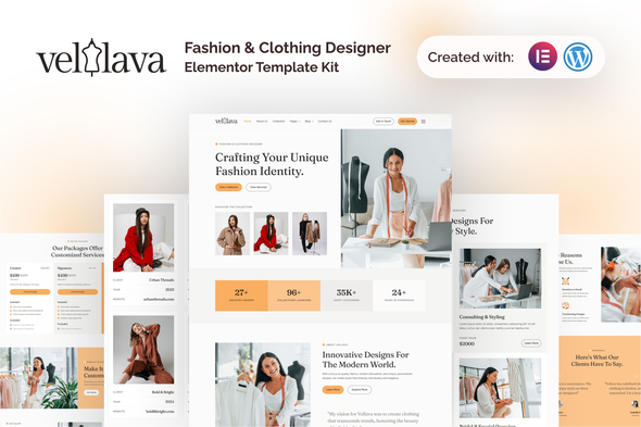 Vellava - Fashion & Clothing Designer Elementor Template Kit Vellava - Fashion & Clothing Designer Elementor Template Kit