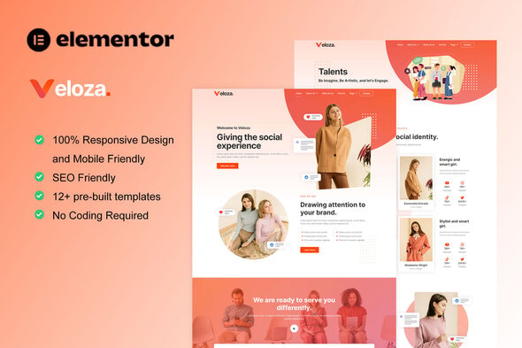 Veloza - Influencer & Talent Agency Elementor Template Kit Veloza - Influencer & Talent Agency Elementor Template Kit