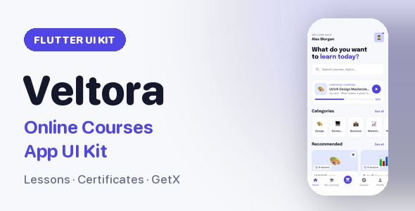 Veltora | Flutter Online Courses App UI Kit Veltora | Flutter Online Courses App UI Kit