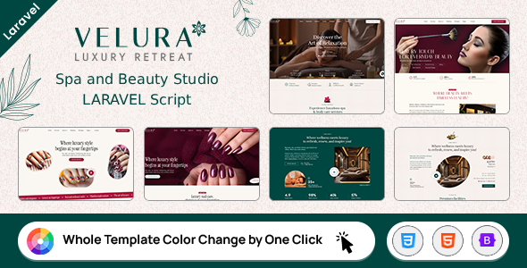 Velura - Spa, Beauty & Nail Salon Booking Laravel Website Velura - Spa, Beauty & Nail Salon Booking Laravel Website