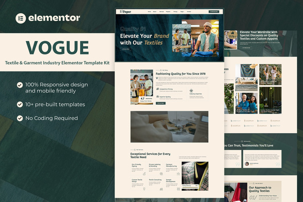 Vogue - Textile & Garment Industry Elementor Template Kit Vogue - Textile & Garment Industry Elementor Template Kit