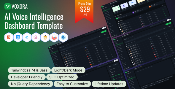 Voxora | AI Voice Intelligence Dashboard HTML Template Voxora | AI Voice Intelligence Dashboard HTML Template
