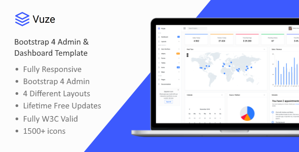 Vuze - Bootstrap 4 Admin & Dashboard Template Vuze - Bootstrap 4 Admin & Dashboard Template