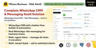 Whoxa Business - CRM Chat Messenger Node.js Script for WhatsApp with Admin Panel