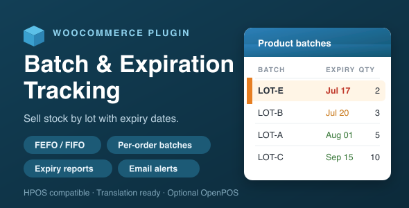 WooCommerce Batch & Expiration Tracking WooCommerce Batch & Expiration Tracking