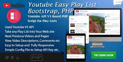 Youtube Easy Play List  - Bootstrap based PHP Script