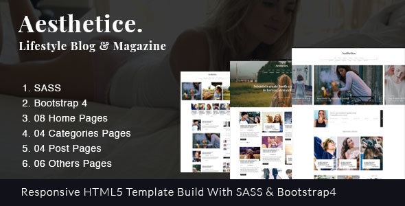 Aesthetics || Lifestyle & Magazine, Bootstrap4, SASS Template Aesthetics || Lifestyle & Magazine, Bootstrap4, SASS Template