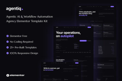 Agentiq - Agentic AI & Workflow Automation Agency Elementor Template Kit