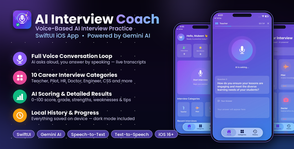 AI Interview Coach - Voice-Based With Practice | Swift iOS Mobile App AI Interview Coach - Voice-Based With Practice | Swift iOS Mobile App