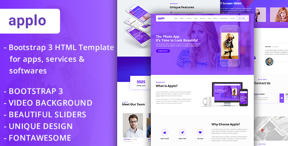 APPLO - Video Background Bootstrap 3 One Page HTML Template For Apps Services Softwares APPLO - Video Background Bootstrap 3 One Page HTML Template For Apps Services Softwares