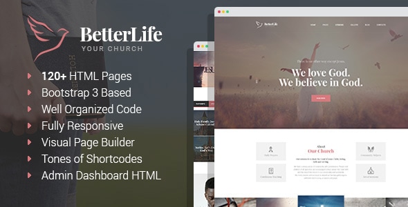 BetterLife - Church & Religious HTML template with Visual Page Builder and Dashboard BetterLife - Church & Religious HTML template with Visual Page Builder and Dashboard