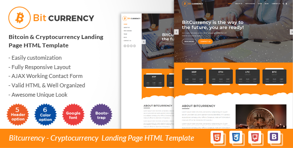 Bitcurrency - Bitcoin and Cryptocurrency Landing Page HTML Template Bitcurrency - Bitcoin and Cryptocurrency Landing Page HTML Template