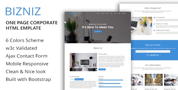 BIZNIZ - One Page Corporate HTML Template BIZNIZ - One Page Corporate HTML Template