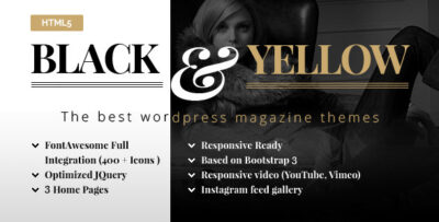 Black & Yellow HTML5 Magazine Template