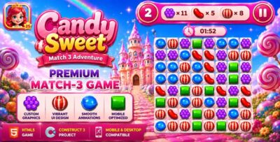 Candy Sweet - Match 3 Puzzle Game | Construct 3 HTML5