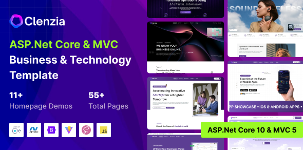 Clenzia - Business & Technology ASP.Net Core 10 & MVC 5 Template Clenzia - Business & Technology ASP.Net Core 10 & MVC 5 Template