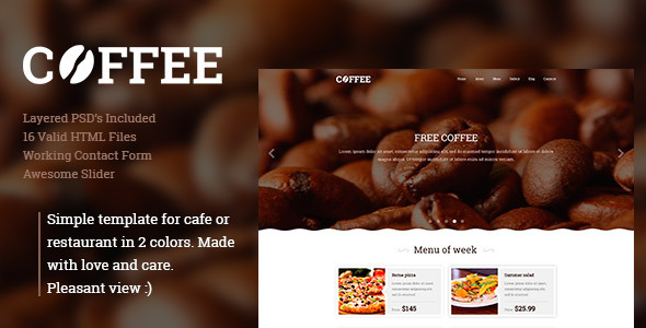 Coffee - Responsive Restaurant Cafe Site Template Coffee - Responsive Restaurant Cafe Site Template