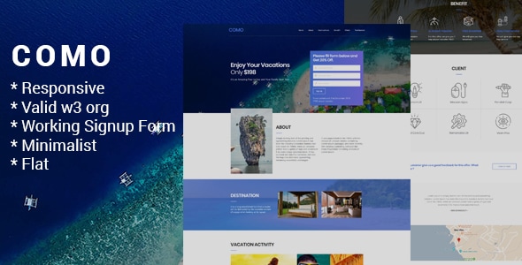 Como - One Page Responsive HTML with Working Sign Up Form Como - One Page Responsive HTML with Working Sign Up Form
