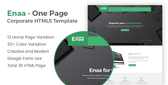 Corporate One Page HTML5 Template - Enaa Corporate One Page HTML5 Template - Enaa