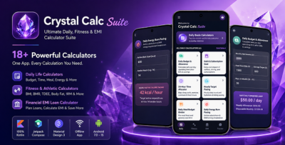Crystal Calculator Suite – Daily Fitness EMI and Health Calculator Kotlin app