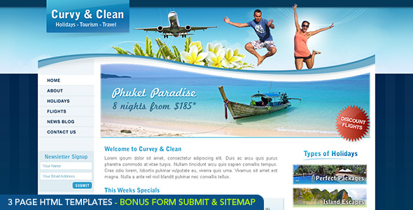 Curvy and Clean Travel Template - HTML Curvy and Clean Travel Template - HTML