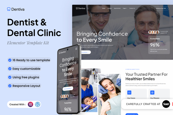 Dentiva - Dentist & Dental Clinic Elementor Template Kit Dentiva - Dentist & Dental Clinic Elementor Template Kit