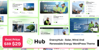 EnerzyHub- Solar, Wind and Renewable Energy WordPress Theme