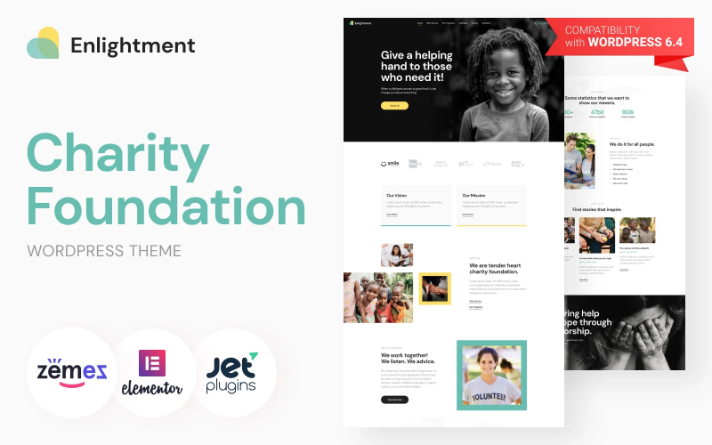 Enlightment - Nonprofit & Charity Foundation WordPress Elementor Theme for Donation Website Enlightment - Nonprofit & Charity Foundation WordPress Elementor Theme for Donation Website