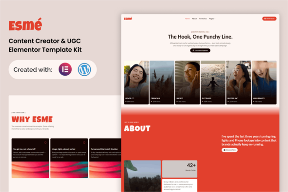 Esme - Content Creator & UGC Elementor Template Kit Esme - Content Creator & UGC Elementor Template Kit