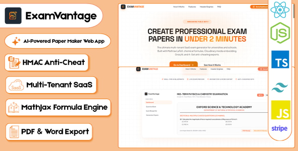 ExamVantage | AI-Powered Exam Generator | React & Node.js Web App ExamVantage | AI-Powered Exam Generator | React & Node.js Web App