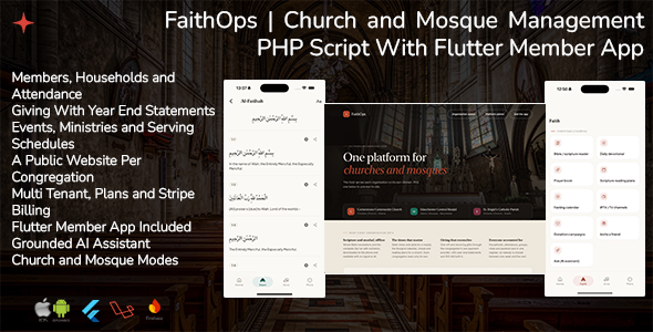 FaithOps | Church and Mosque Management Flutter Member App With Laravel Script FaithOps | Church and Mosque Management Flutter Member App With Laravel Script