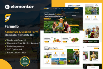 Farmello – Agriculture & Organic Farm Elementor Template Kit