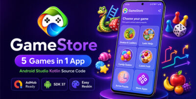 GameStore | Hosted HTML5 Game Hub Android Studio Kotlin App with AdMob