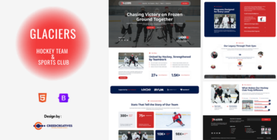 Glaciers - Hockey Team & Sports Club HTML Template