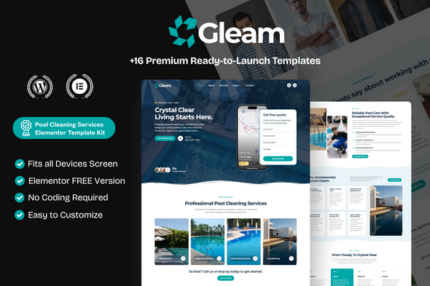 Gleam – Pool Cleaning Services Elementor Template Kit