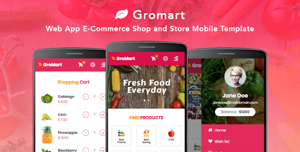 GroMart - Web App E-Commerce Shop and Store Mobile Template GroMart - Web App E-Commerce Shop and Store Mobile Template