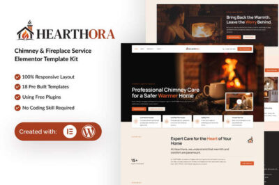 Hearthora - Chimney & Fireplace Services Elementor Template Kit