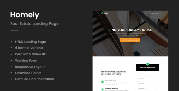 Homely - Real Estate Landing Page Homely - Real Estate Landing Page
