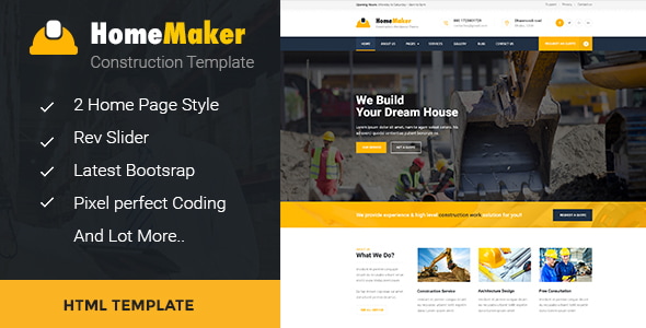 HomeMaker - Construction & Builder HTML Template HomeMaker - Construction & Builder HTML Template