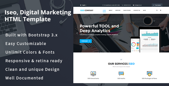 iSeo, Digital Marketing, Social Media HTML Template iSeo, Digital Marketing, Social Media HTML Template