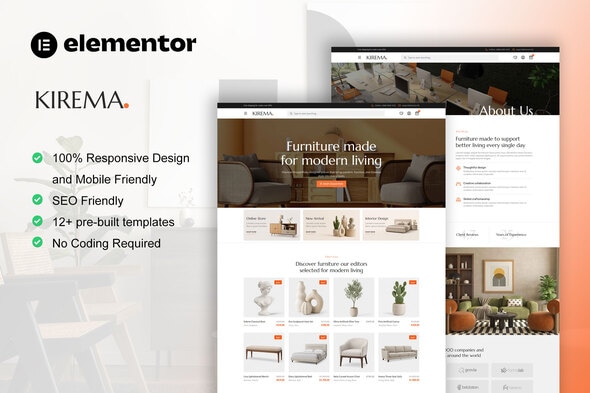 Kirema - Furniture Shop Elementor Pro Template Kit Kirema - Furniture Shop Elementor Pro Template Kit