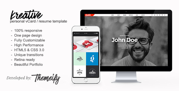 Kreative - Personal Vcard & Resume HTML Template Kreative - Personal Vcard & Resume HTML Template