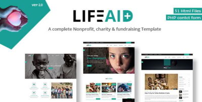 Life Aid Multipurpose Charity Donation and Fundraising Responsive Template