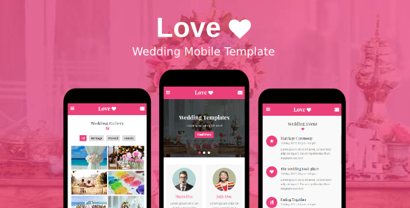 Love - Wedding Mobile Template Love - Wedding Mobile Template