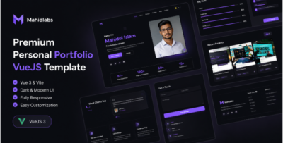 Mahidlabs – Premium Personal Portfolio VueJS Template